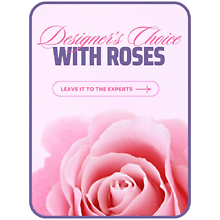 Designer\'s Choice with Roses in Glass Vase